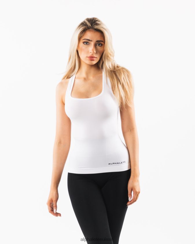 femmes vêtements 46FZDN159 Alphalete débardeur dos nageur sans couture blanc