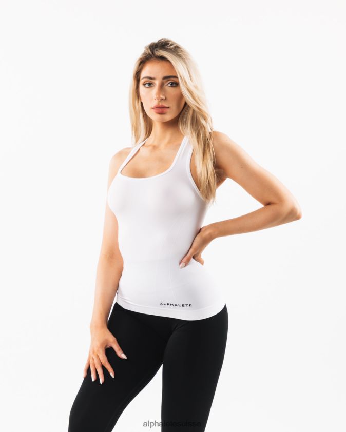 femmes vêtements 46FZDN159 Alphalete débardeur dos nageur sans couture blanc