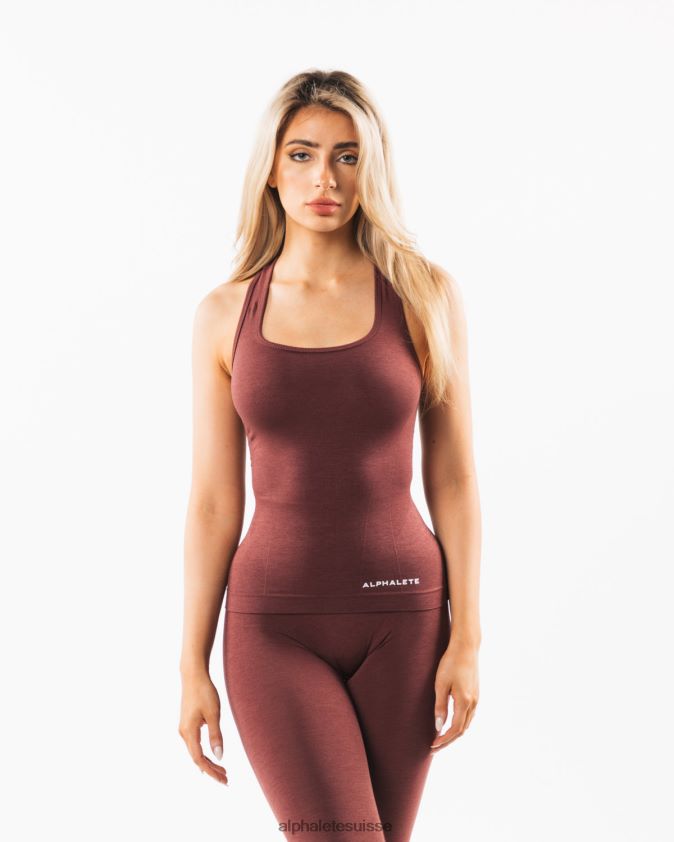 femmes vêtements 46FZDN162 Alphalete débardeur dos nageur sans couture rose poussiéreux rouge