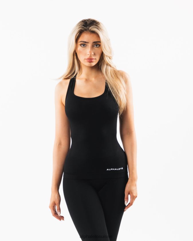 femmes vêtements 46FZDN164 Alphalete débardeur dos nageur sans couture noir