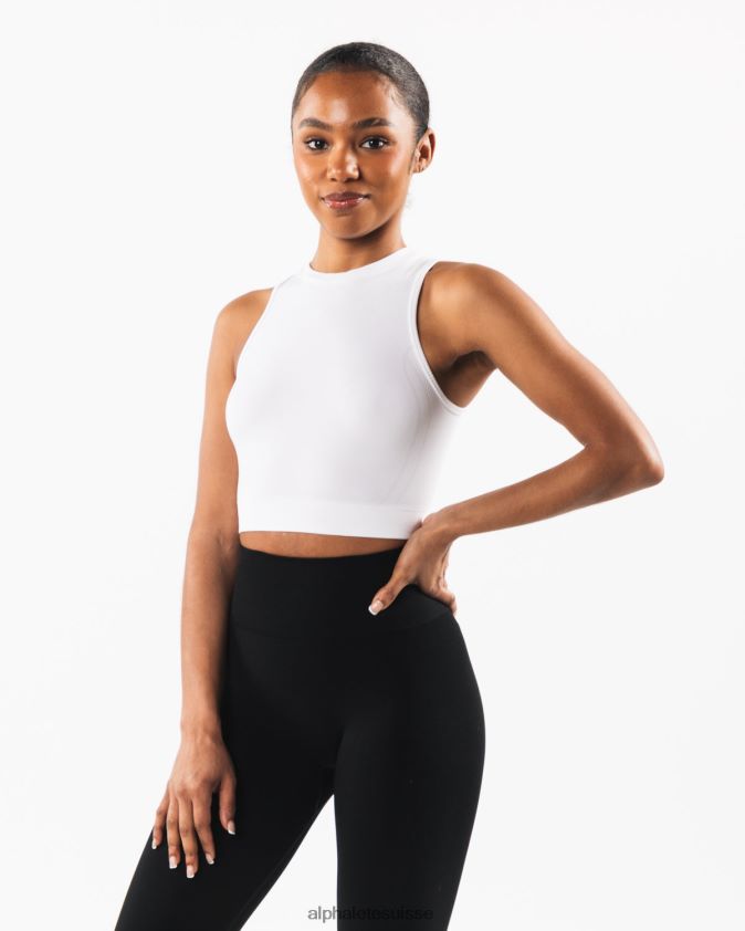 femmes vêtements 46FZDN170 Alphalete réservoir de récolte stratus blanc