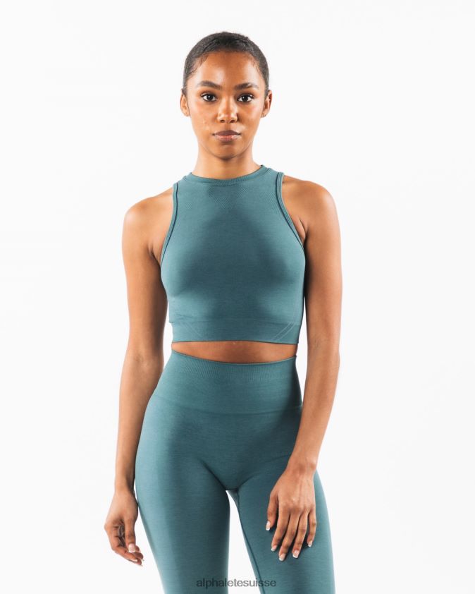 femmes vêtements 46FZDN174 Alphalete réservoir de récolte stratus océan bleu