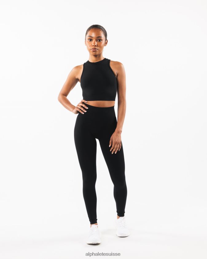 femmes vêtements 46FZDN176 Alphalete réservoir de récolte stratus noir