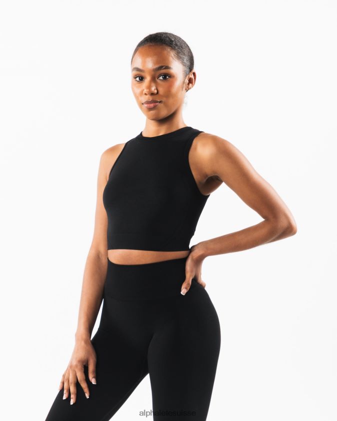 femmes vêtements 46FZDN176 Alphalete réservoir de récolte stratus noir