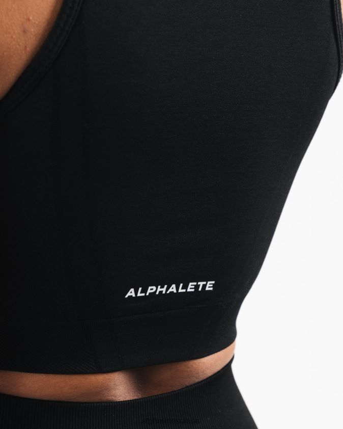 femmes vêtements 46FZDN176 Alphalete réservoir de récolte stratus noir