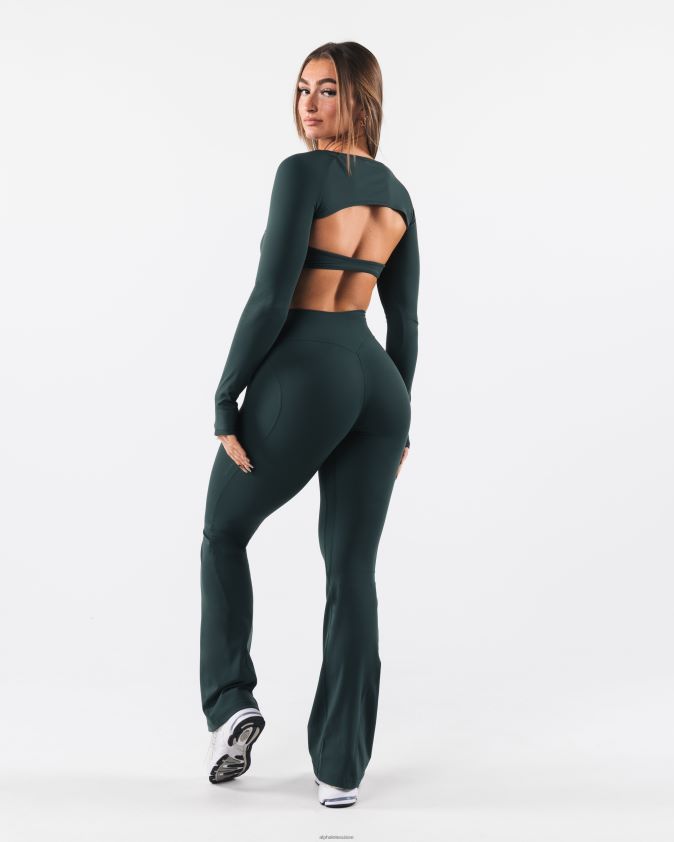 femmes vêtements 46FZDN380 Alphalete pantalon évasé aura vert cyprès