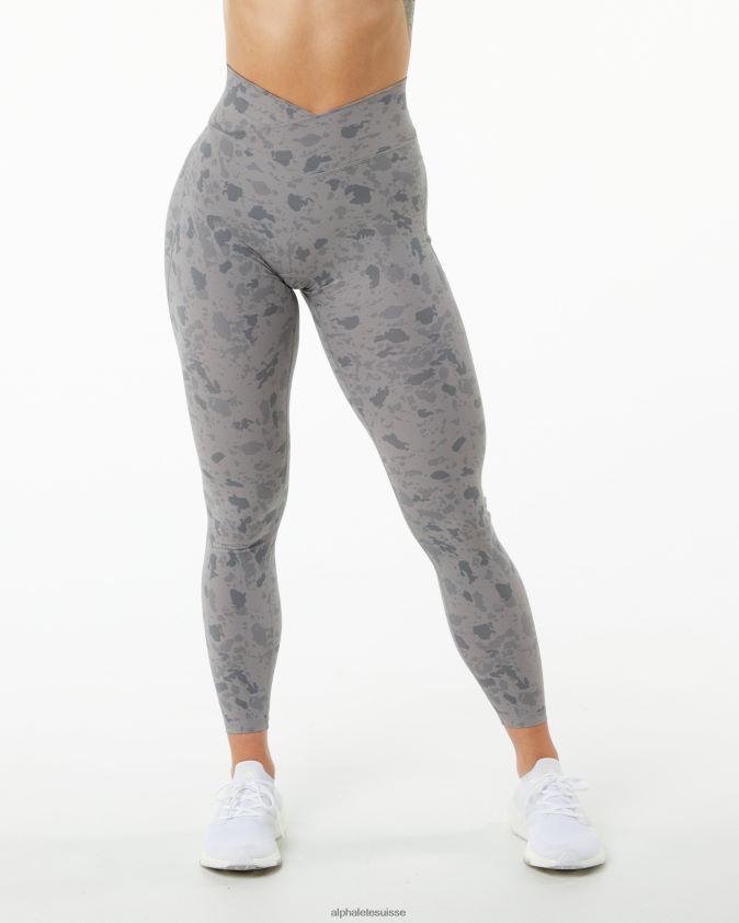 femmes vêtements 46FZDN443 Alphalete legging de puissance de surface gris pierre à imprimé galets
