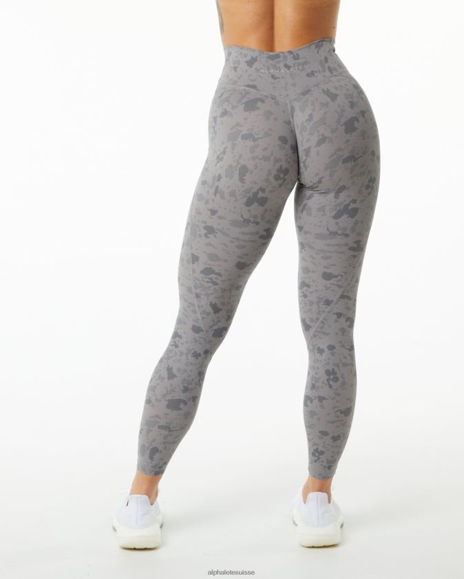 femmes vêtements 46FZDN443 Alphalete legging de puissance de surface gris pierre à imprimé galets