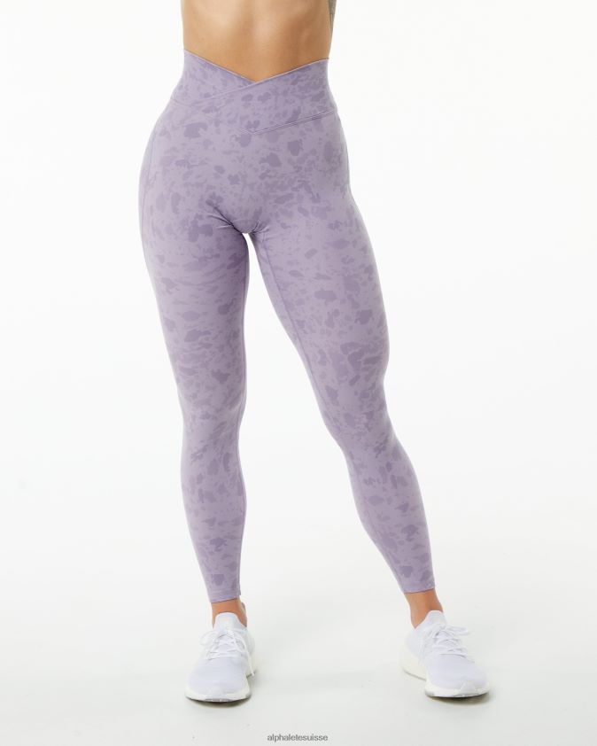 femmes vêtements 46FZDN444 Alphalete legging de puissance de surface imprimé galets lilas brumeux violet