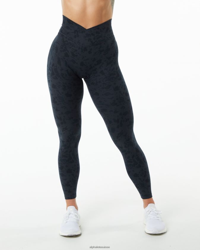 femmes vêtements 46FZDN445 Alphalete legging de puissance de surface imprimé galets noir
