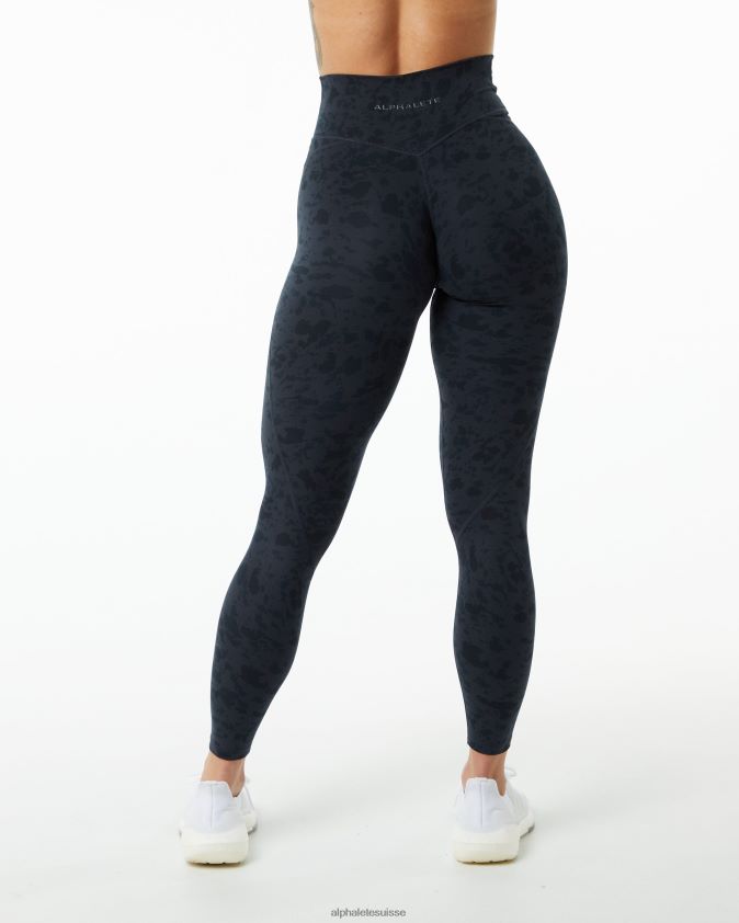 femmes vêtements 46FZDN445 Alphalete legging de puissance de surface imprimé galets noir