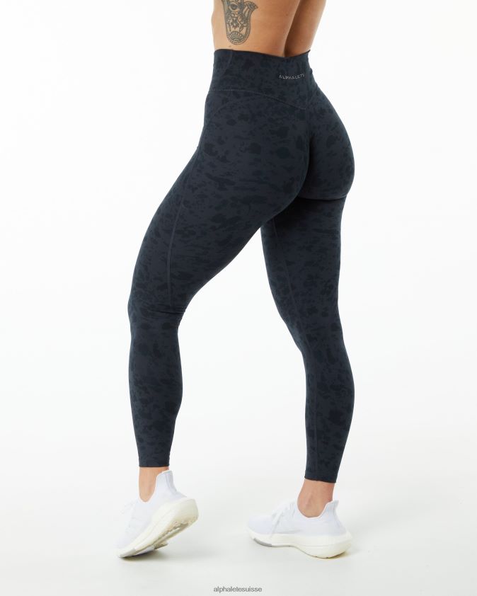 femmes vêtements 46FZDN445 Alphalete legging de puissance de surface imprimé galets noir