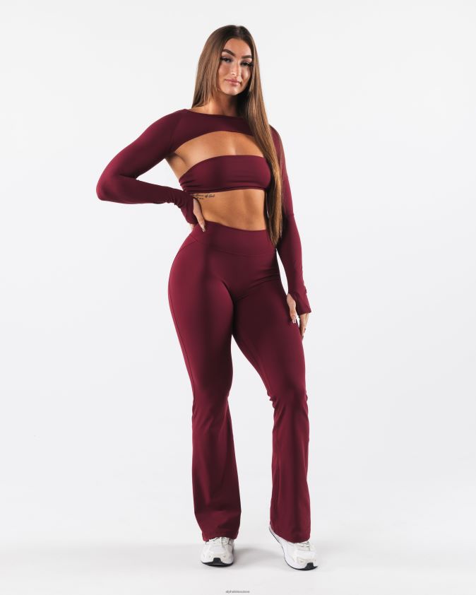 femmes vêtements 46FZDN240 Alphalete aura haussement d'épaules ls rouge cranberry