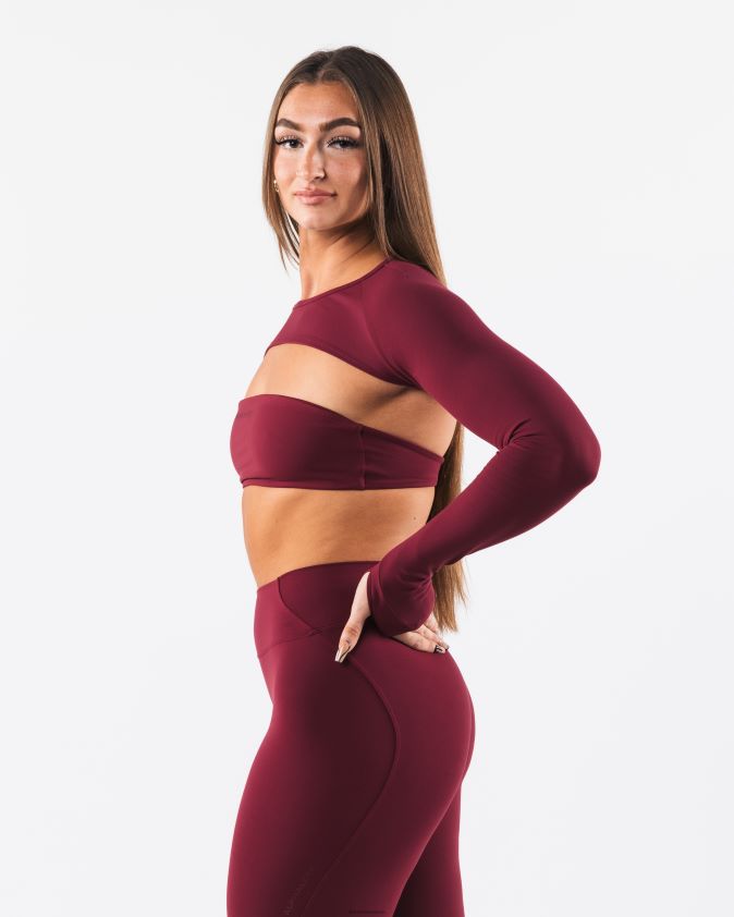 femmes vêtements 46FZDN240 Alphalete aura haussement d'épaules ls rouge cranberry