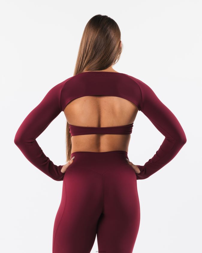 femmes vêtements 46FZDN240 Alphalete aura haussement d'épaules ls rouge cranberry