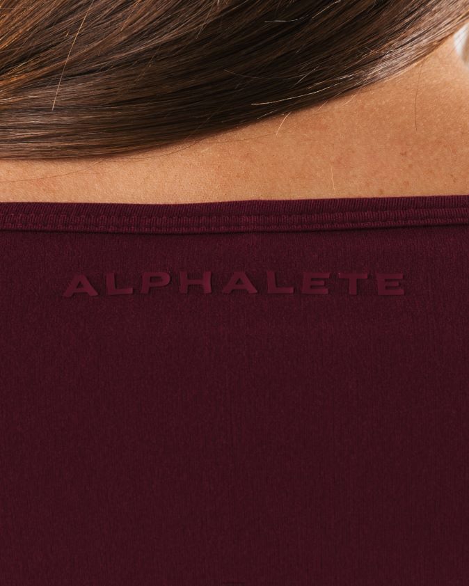 femmes vêtements 46FZDN240 Alphalete aura haussement d'épaules ls rouge cranberry