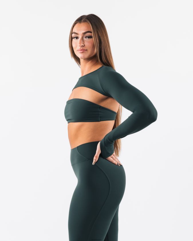 femmes vêtements 46FZDN241 Alphalete aura haussement d'épaules ls vert cyprès
