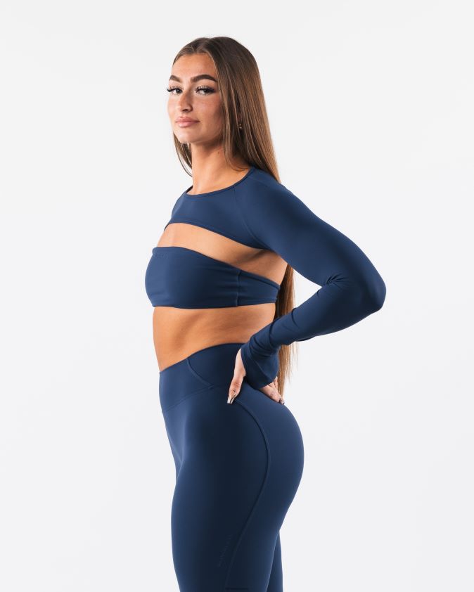 femmes vêtements 46FZDN243 Alphalete aura haussement d'épaules ls bleu d'encre
