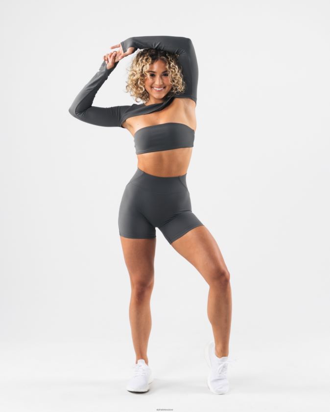 femmes vêtements 46FZDN245 Alphalete aura haussement d'épaules ls gris étain