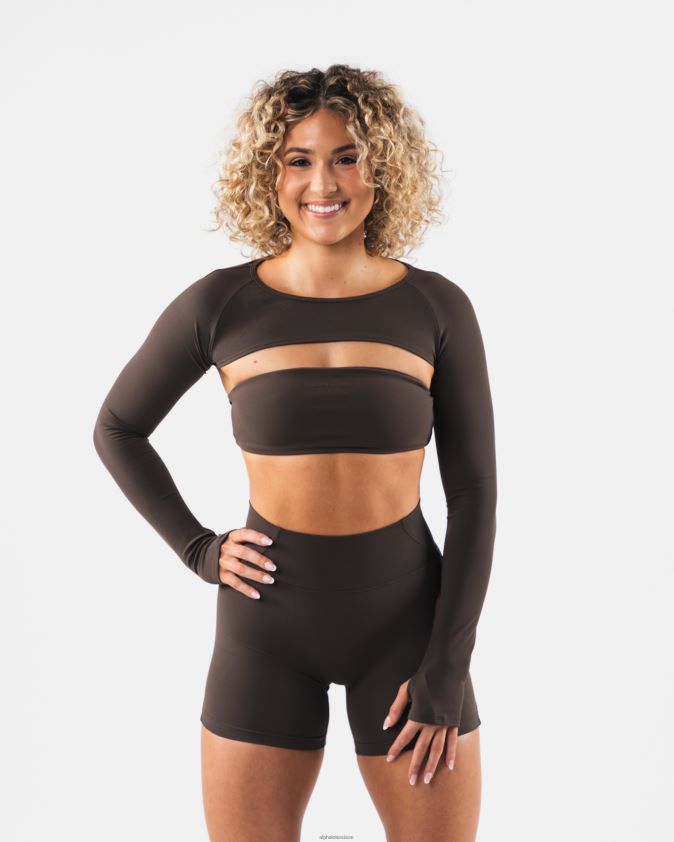 femmes vêtements 46FZDN246 Alphalete aura haussement d'épaules ls cachemire marron