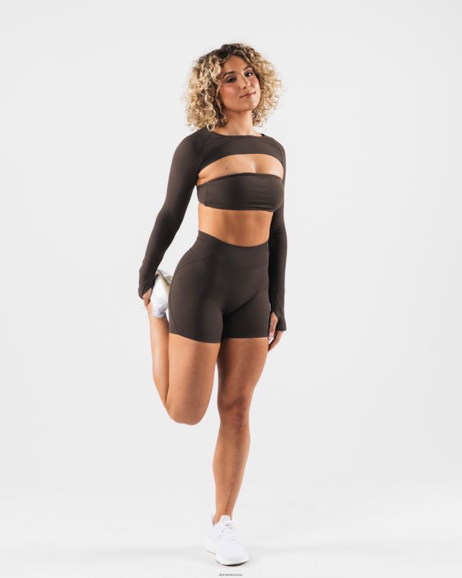 femmes vêtements 46FZDN246 Alphalete aura haussement d'épaules ls cachemire marron