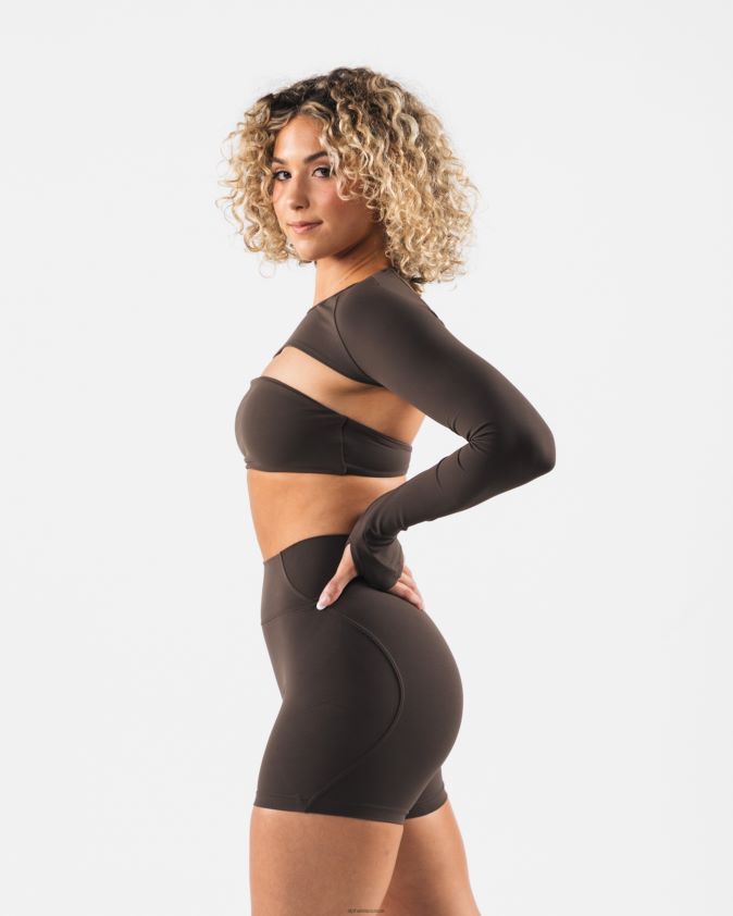 femmes vêtements 46FZDN246 Alphalete aura haussement d'épaules ls cachemire marron