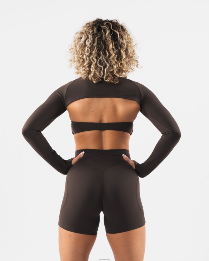 femmes vêtements 46FZDN246 Alphalete aura haussement d'épaules ls cachemire marron