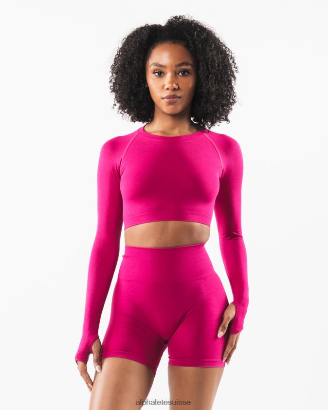 femmes vêtements 46FZDN249 Alphalete culture stratus ls rose magenta