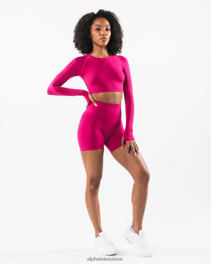 femmes vêtements 46FZDN249 Alphalete culture stratus ls rose magenta