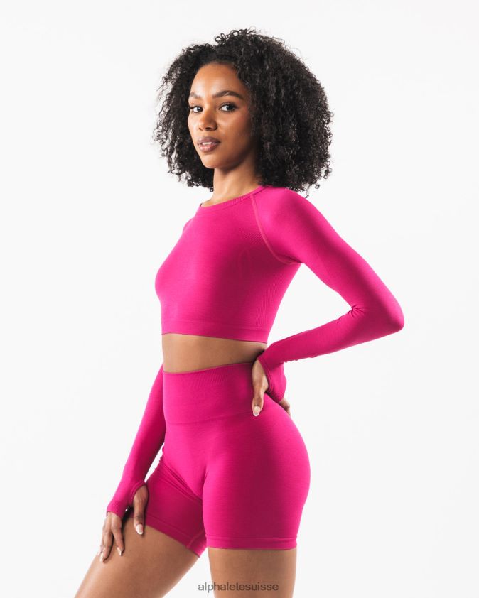 femmes vêtements 46FZDN249 Alphalete culture stratus ls rose magenta
