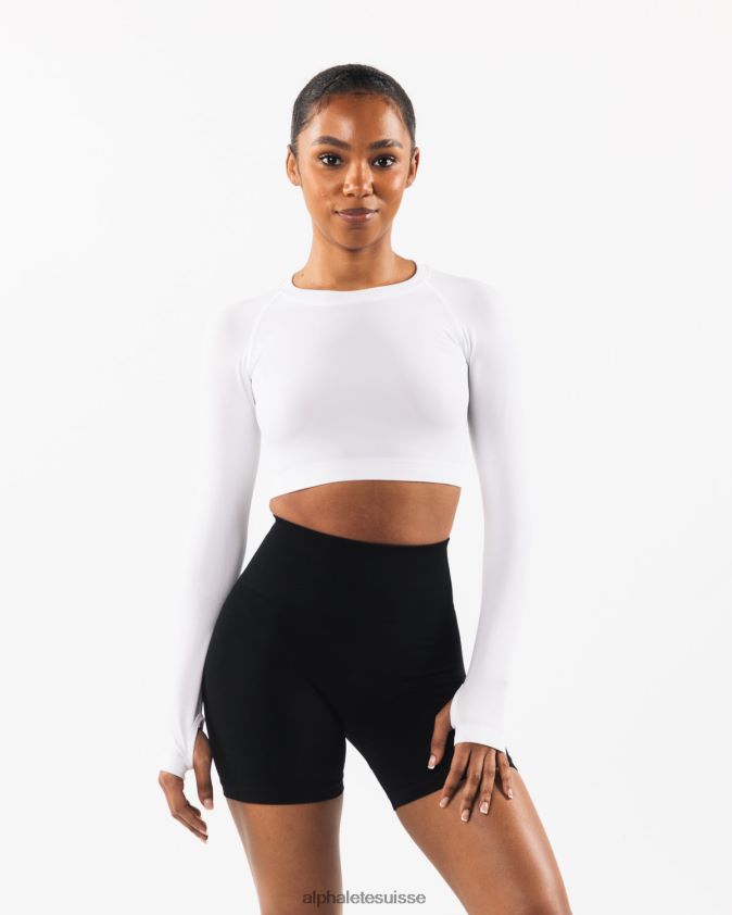 femmes vêtements 46FZDN253 Alphalete culture stratus ls blanc