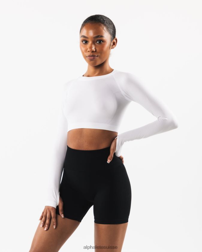 femmes vêtements 46FZDN253 Alphalete culture stratus ls blanc