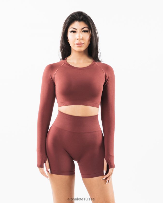 femmes vêtements 46FZDN254 Alphalete culture stratus ls rouge d'automne