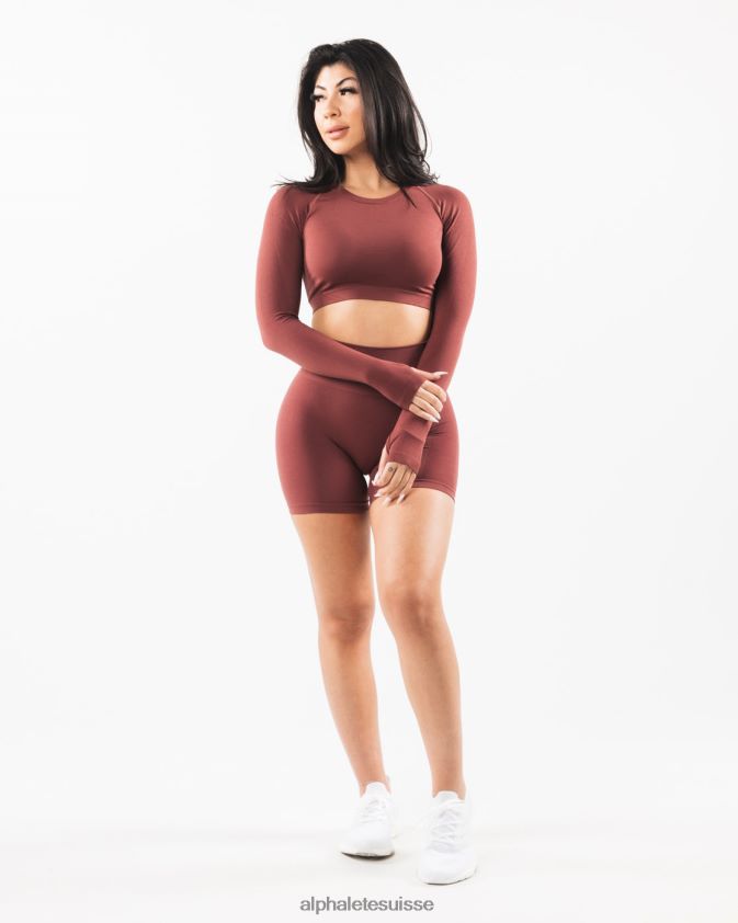 femmes vêtements 46FZDN254 Alphalete culture stratus ls rouge d'automne
