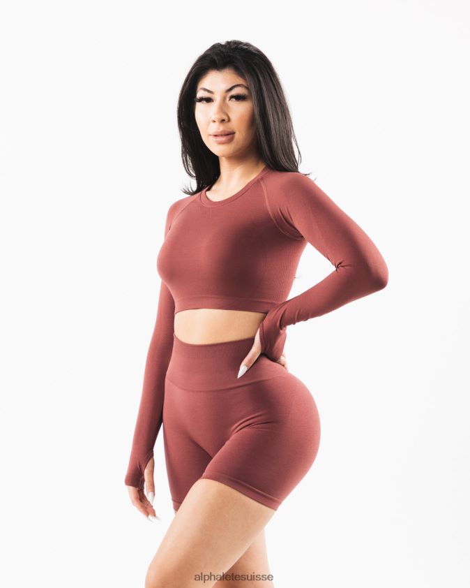 femmes vêtements 46FZDN254 Alphalete culture stratus ls rouge d'automne