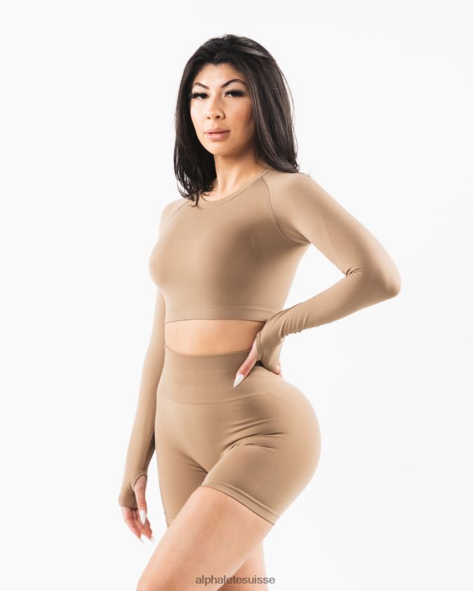 femmes vêtements 46FZDN255 Alphalete culture stratus ls chai brun