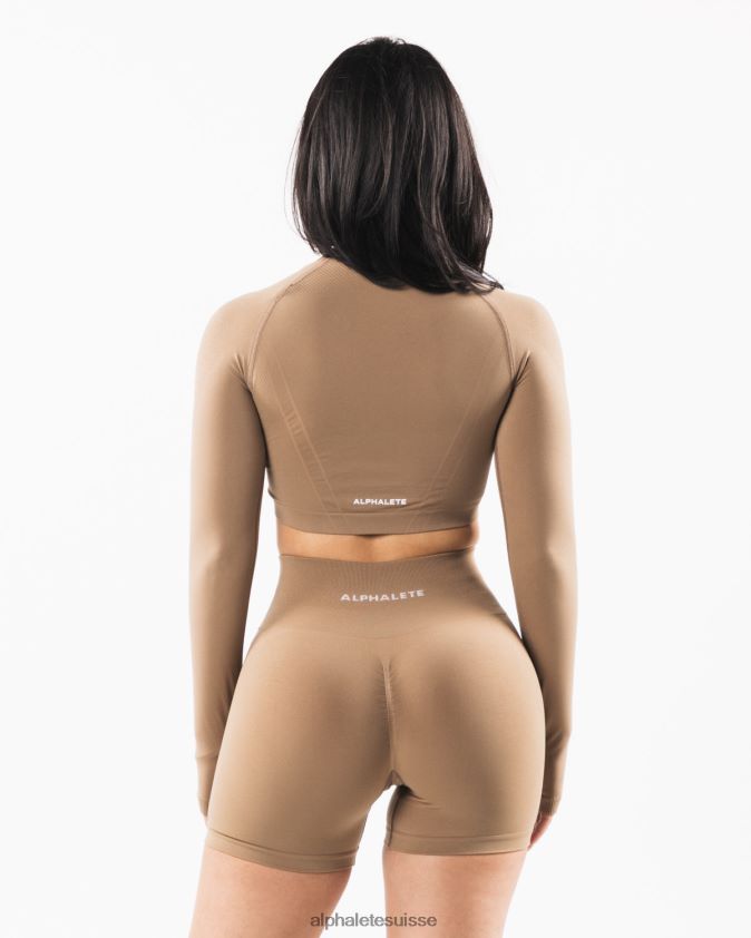 femmes vêtements 46FZDN255 Alphalete culture stratus ls chai brun