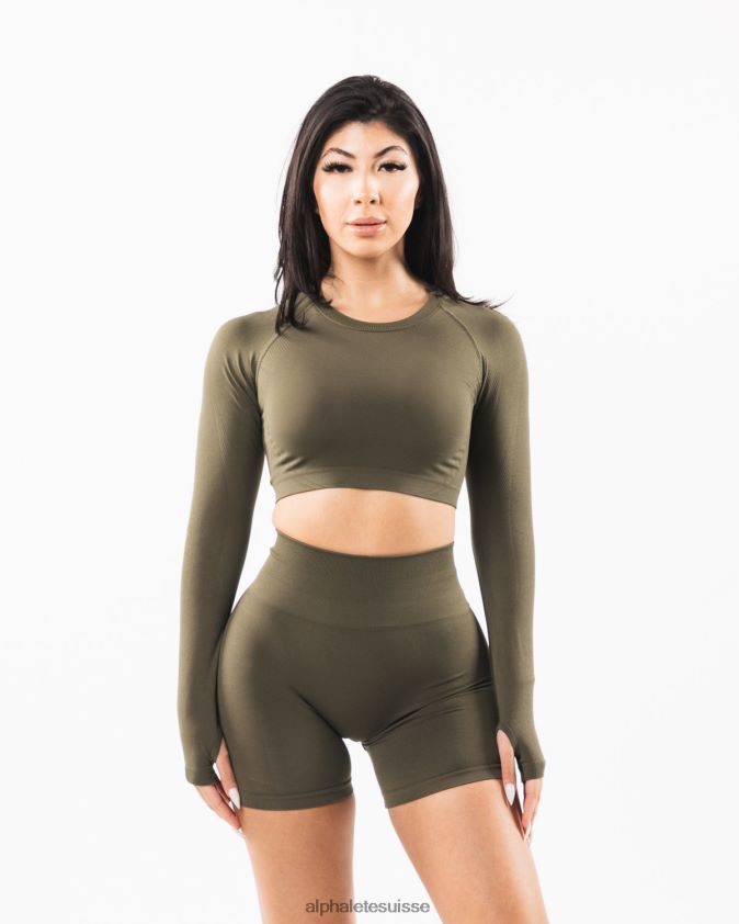 femmes vêtements 46FZDN256 Alphalete culture stratus ls chêne vert