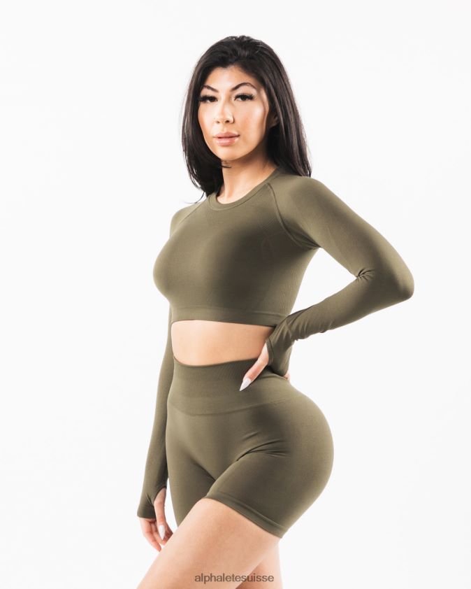 femmes vêtements 46FZDN256 Alphalete culture stratus ls chêne vert