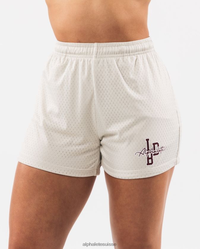 femmes vêtements 46FZDN325 Alphalete short en maille signature 4" coquillage marron