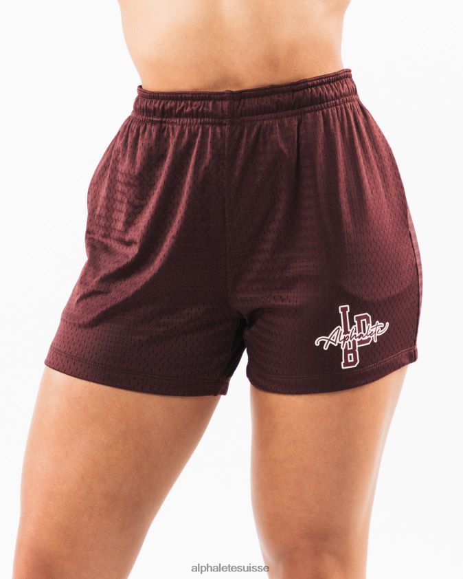 femmes vêtements 46FZDN326 Alphalete short en maille signature 4" sangria rouge