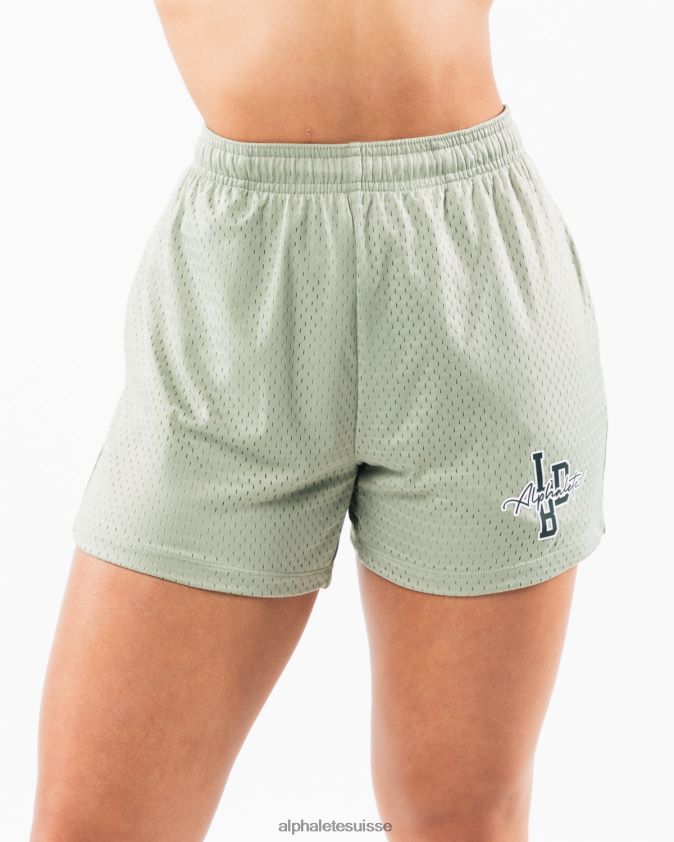 femmes vêtements 46FZDN328 Alphalete short en maille signature 4" vert sauge