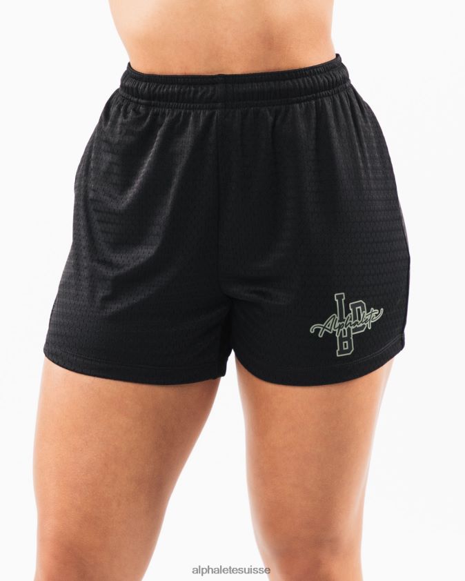 femmes vêtements 46FZDN329 Alphalete short en maille signature 4" noir/sauge
