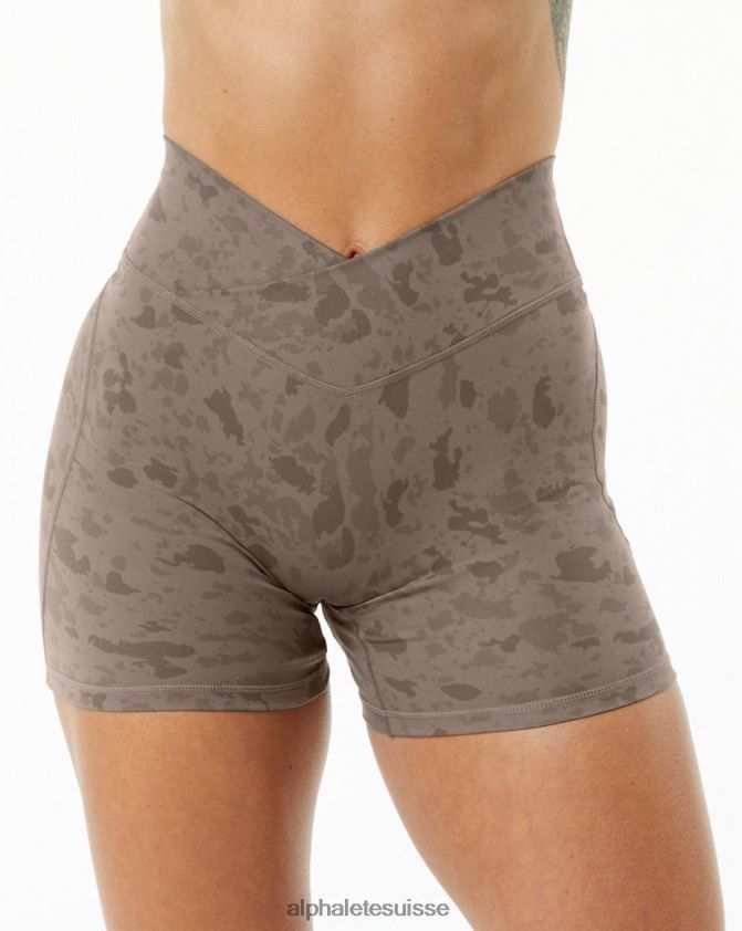 femmes vêtements 46FZDN365 Alphalete puissance de surface courte 5" marron moka à imprimé galets
