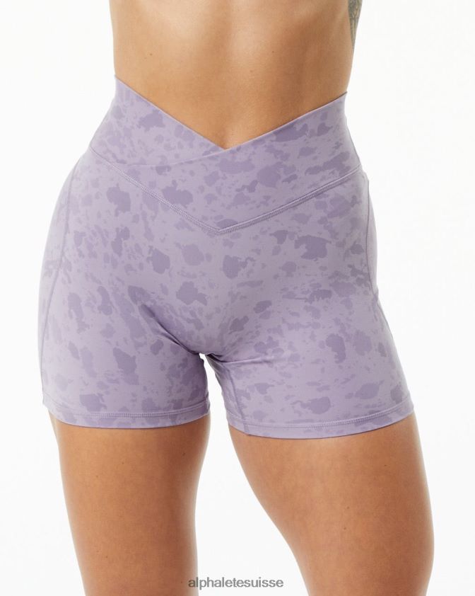 femmes vêtements 46FZDN366 Alphalete puissance de surface courte 5" imprimé galets lilas brumeux violet