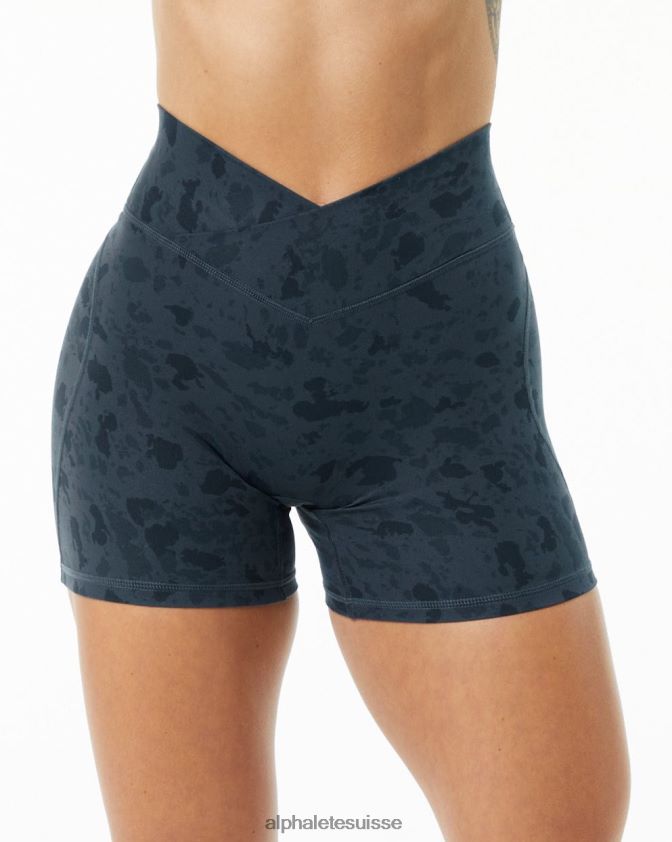 femmes vêtements 46FZDN367 Alphalete puissance de surface courte 5" imprimé galets baleine bleu