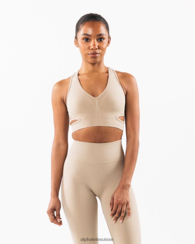 femmes vêtements 46FZDN100 Alphalete soutien-gorge stratus lin marron