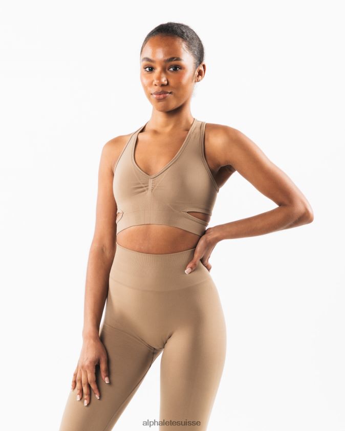 femmes vêtements 46FZDN102 Alphalete soutien-gorge stratus chai brun