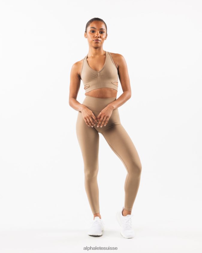 femmes vêtements 46FZDN102 Alphalete soutien-gorge stratus chai brun