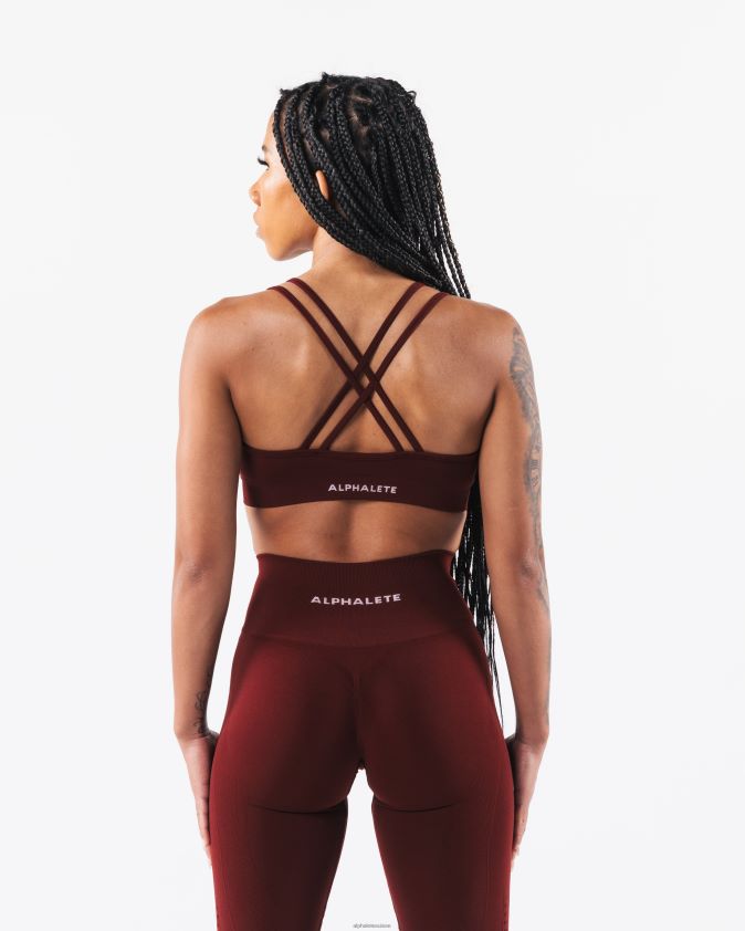 femmes vêtements 46FZDN10 Alphalete amplifier le soutien-gorge en v profond nouveau rouge bordeaux